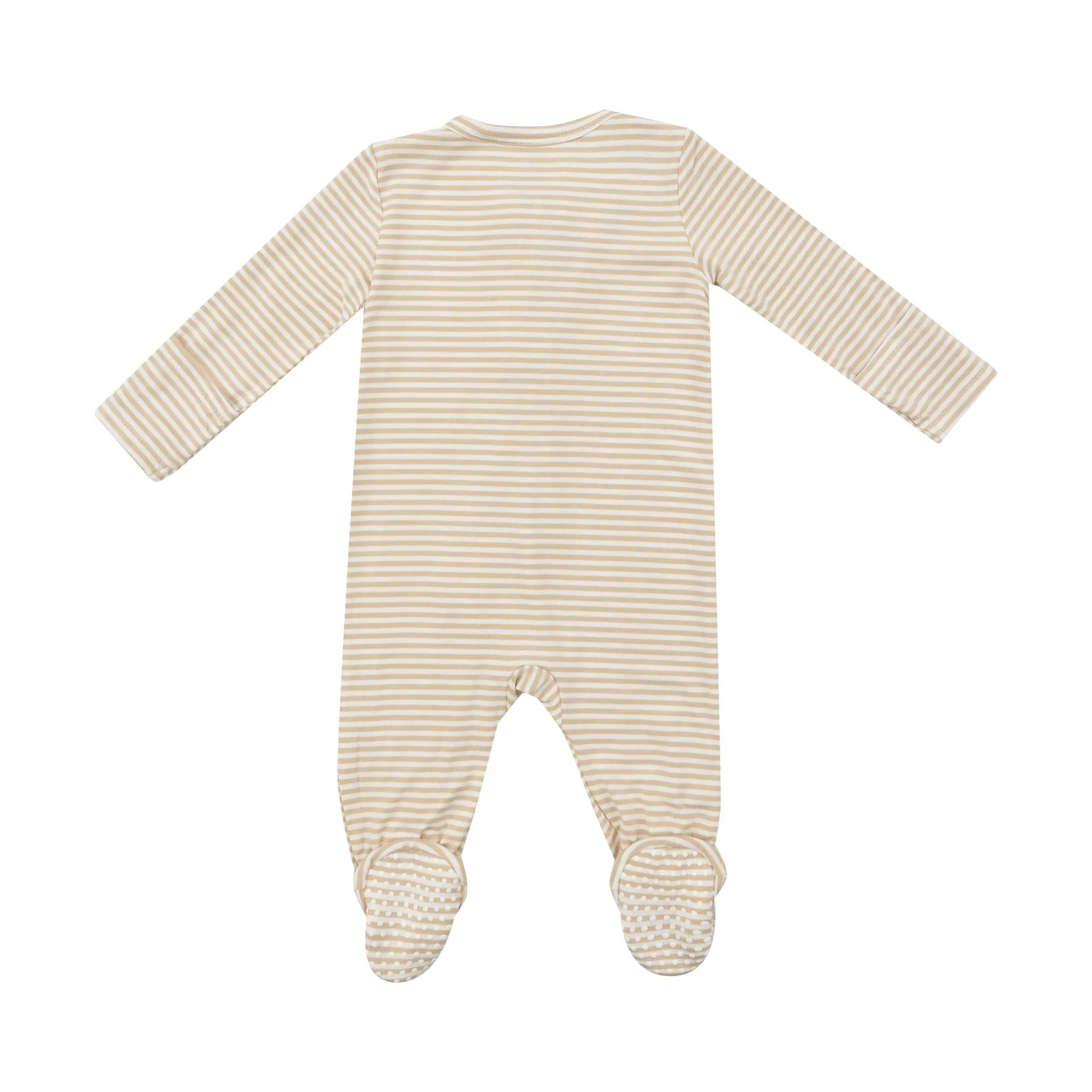 2-Way Zipper Footie - Beige Stripe by Angel Dear