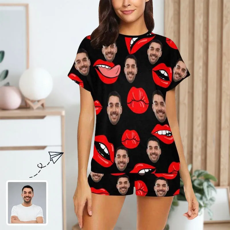 4FunGift® Custom Face Red Lips Women's Pajama Set