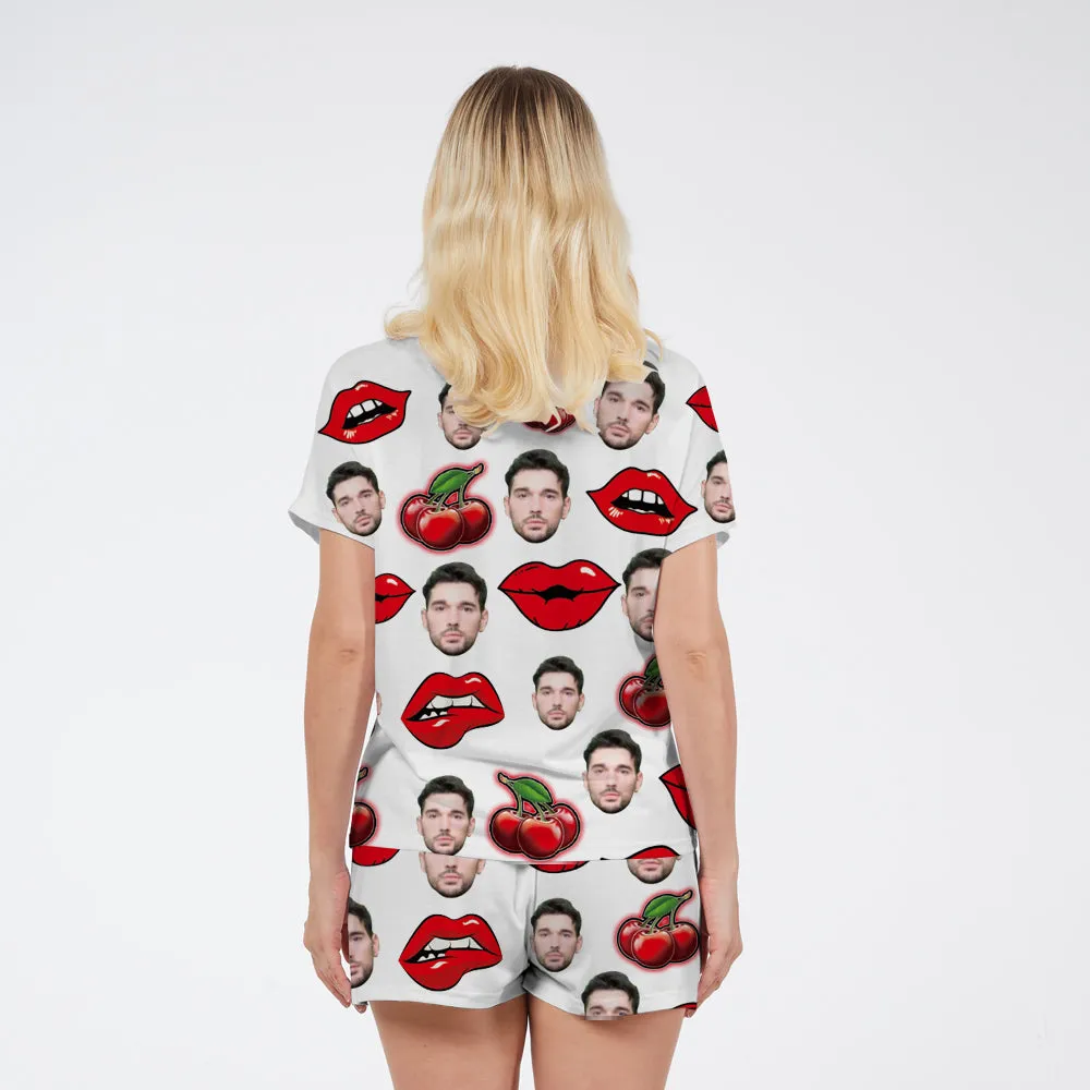 4FunGift® Custom Face Red Lips Women's Pajama Set