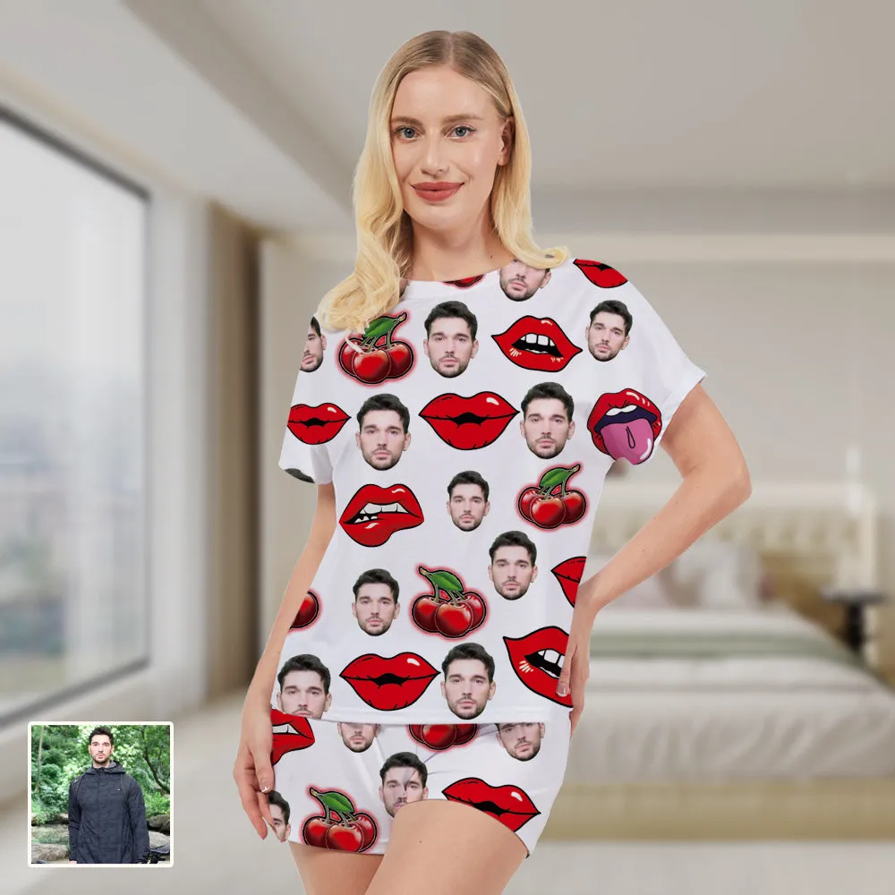 4FunGift® Custom Face Red Lips Women's Pajama Set