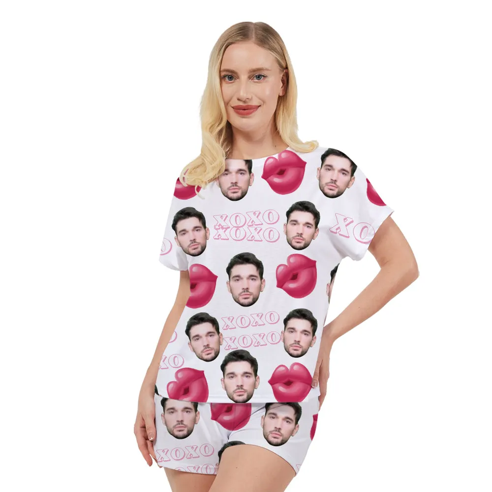 4FunGift® Custom Face Red Lips Women's Pajama Set