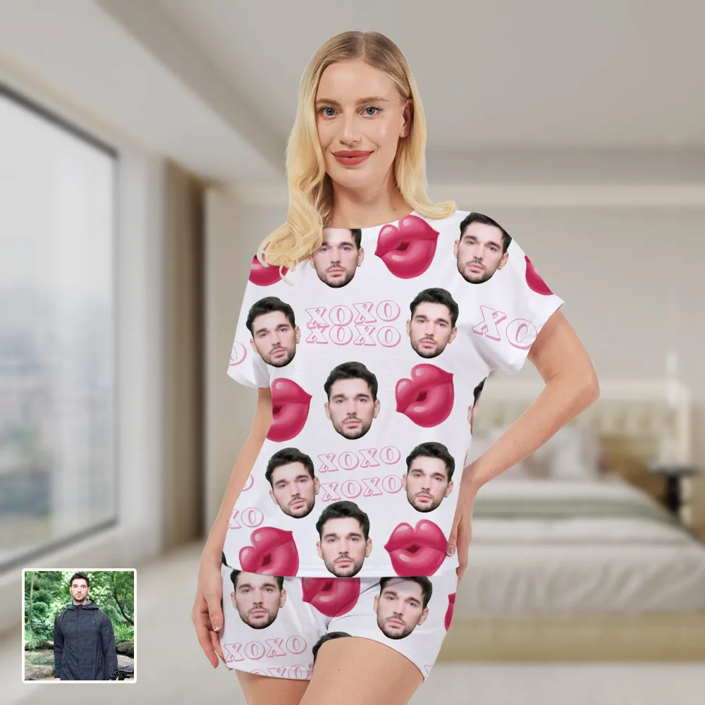 4FunGift® Custom Face Red Lips Women's Pajama Set