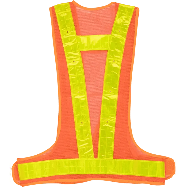 Adjustable reflective orange LED lights vest