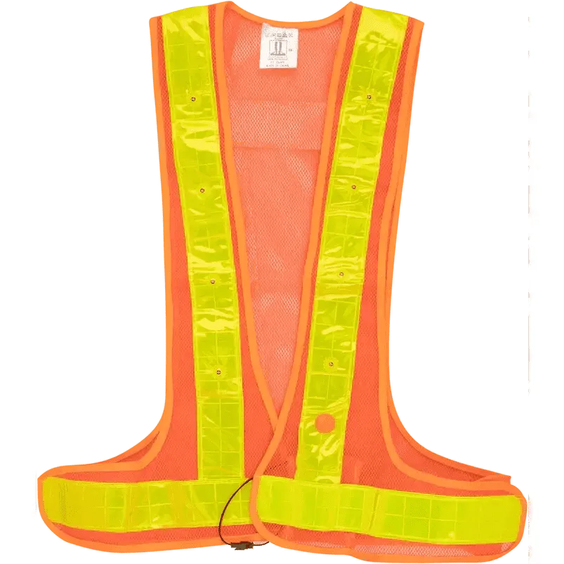 Adjustable reflective orange LED lights vest