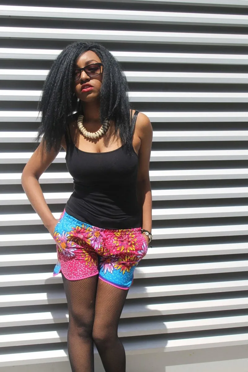 African Print Shorts in Pink Ankara Print - Festival Shorts