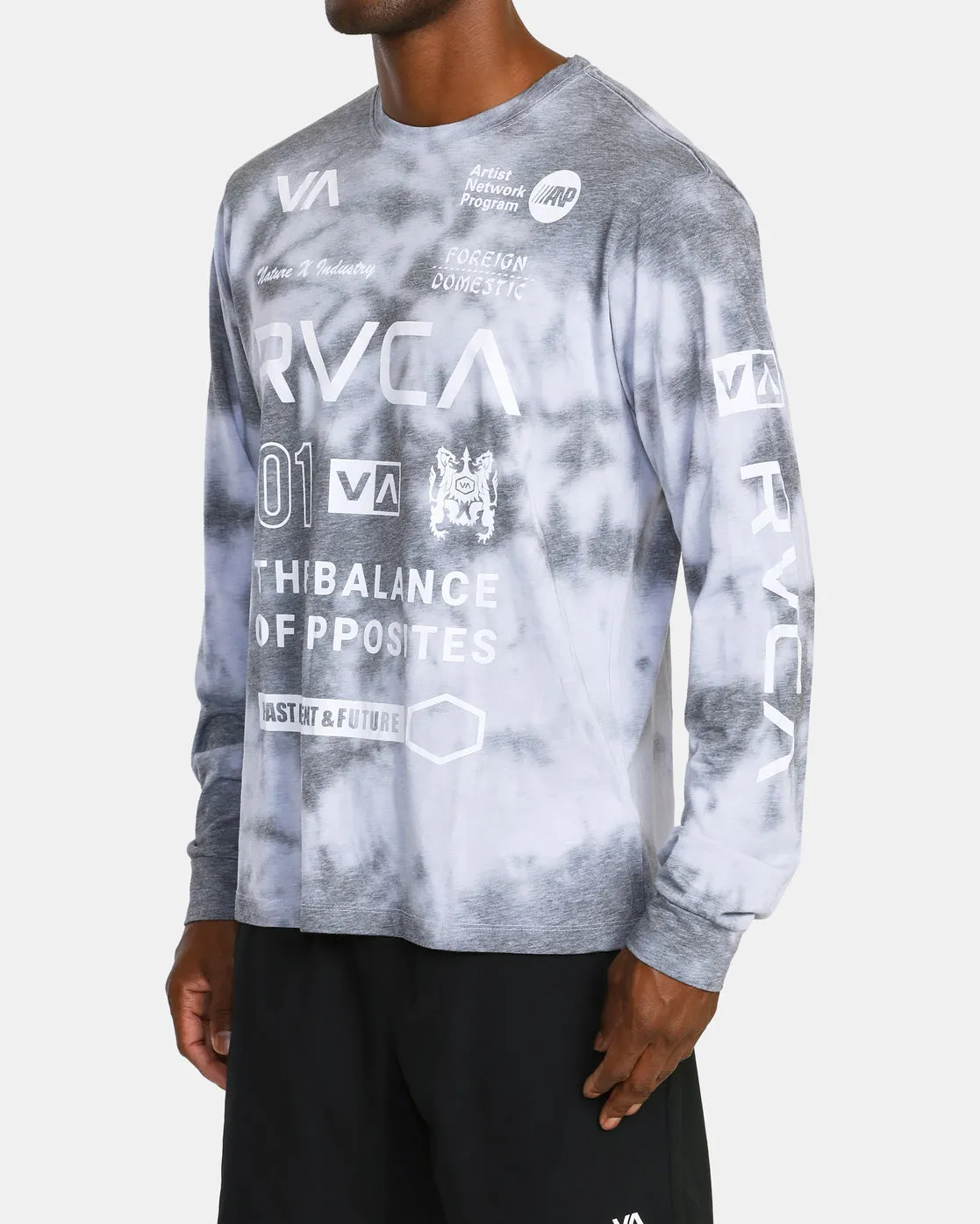 All Brand Long Sleeve Workout Shirt - Black Tie Dye