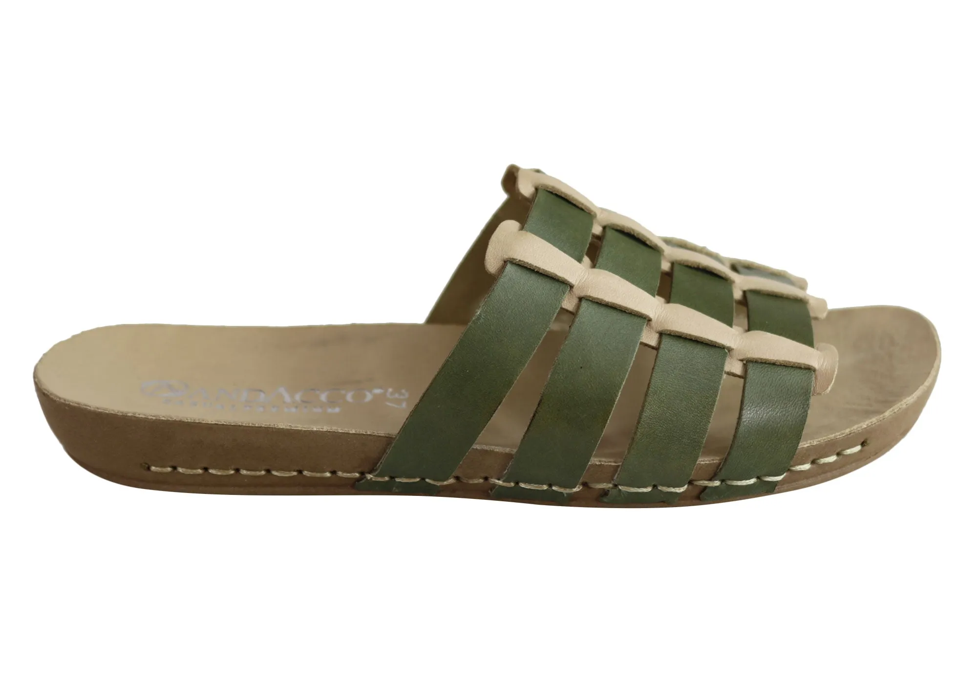 Andacco Sorrento Womens Comfort Leather Slide Sandals Made In Brazil