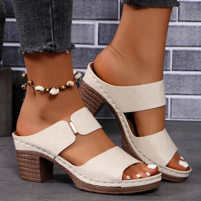 Annalise - Elegant Open Toe Chunky Heel Sandals for Women