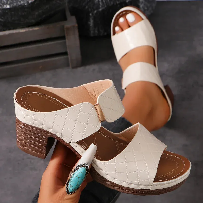 Annalise - Elegant Open Toe Chunky Heel Sandals for Women