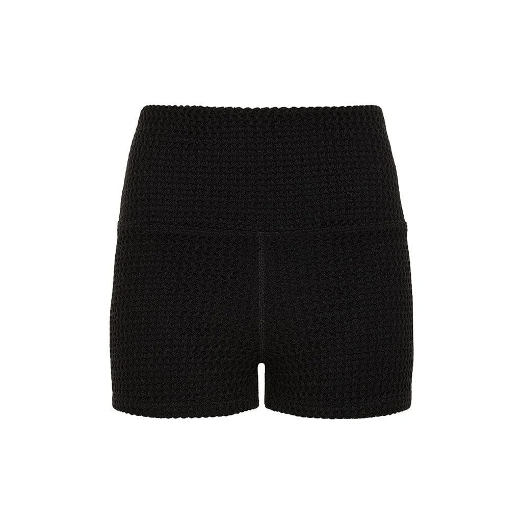 Black Crochet Micro Bike Short