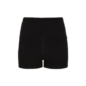 Black Crochet Micro Bike Short