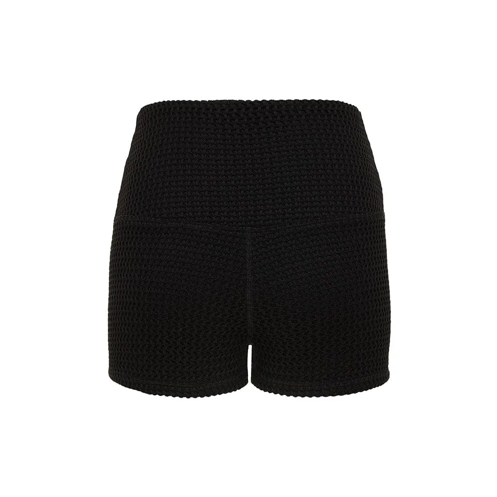 Black Crochet Micro Bike Short