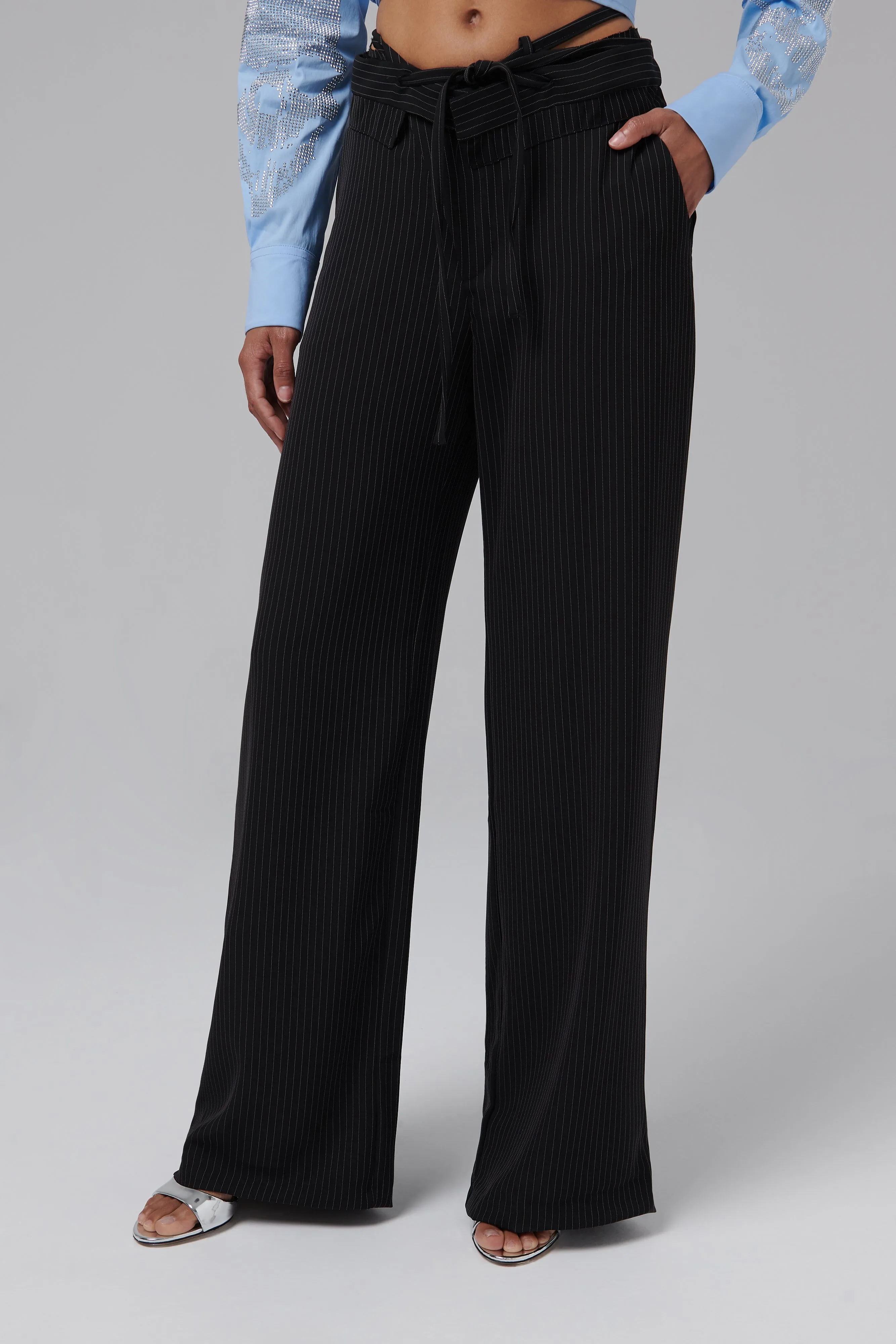 Black Double Fold Suit Trousers