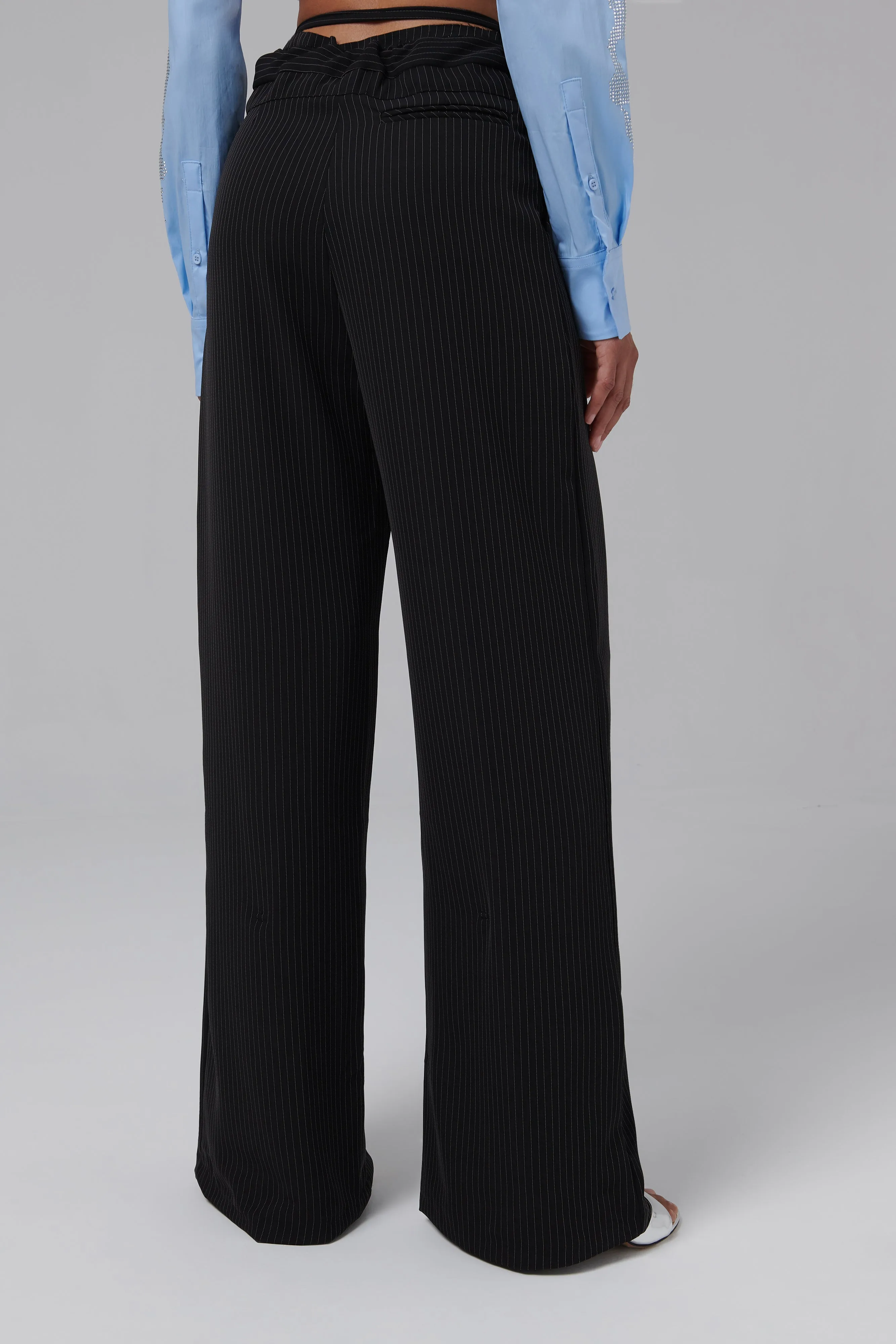 Black Double Fold Suit Trousers