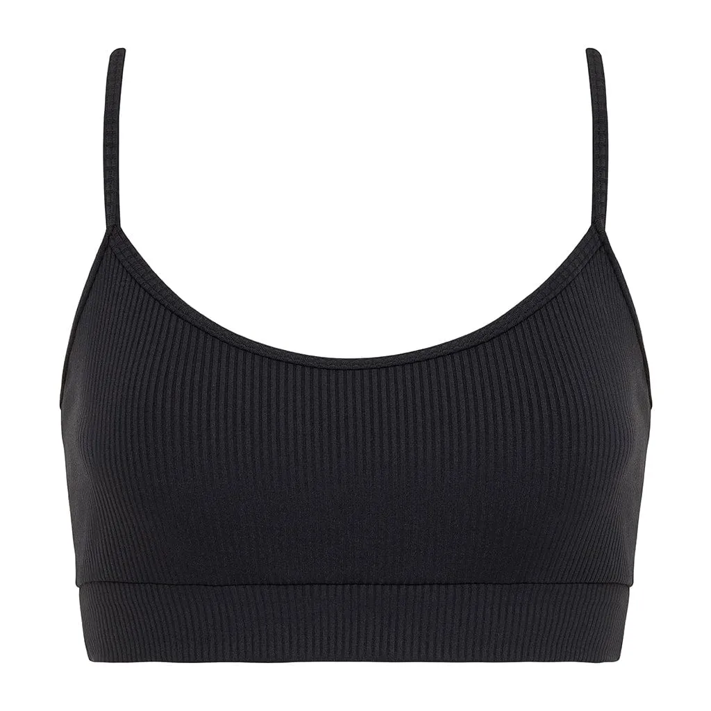 Black Rib Simple Sport Top