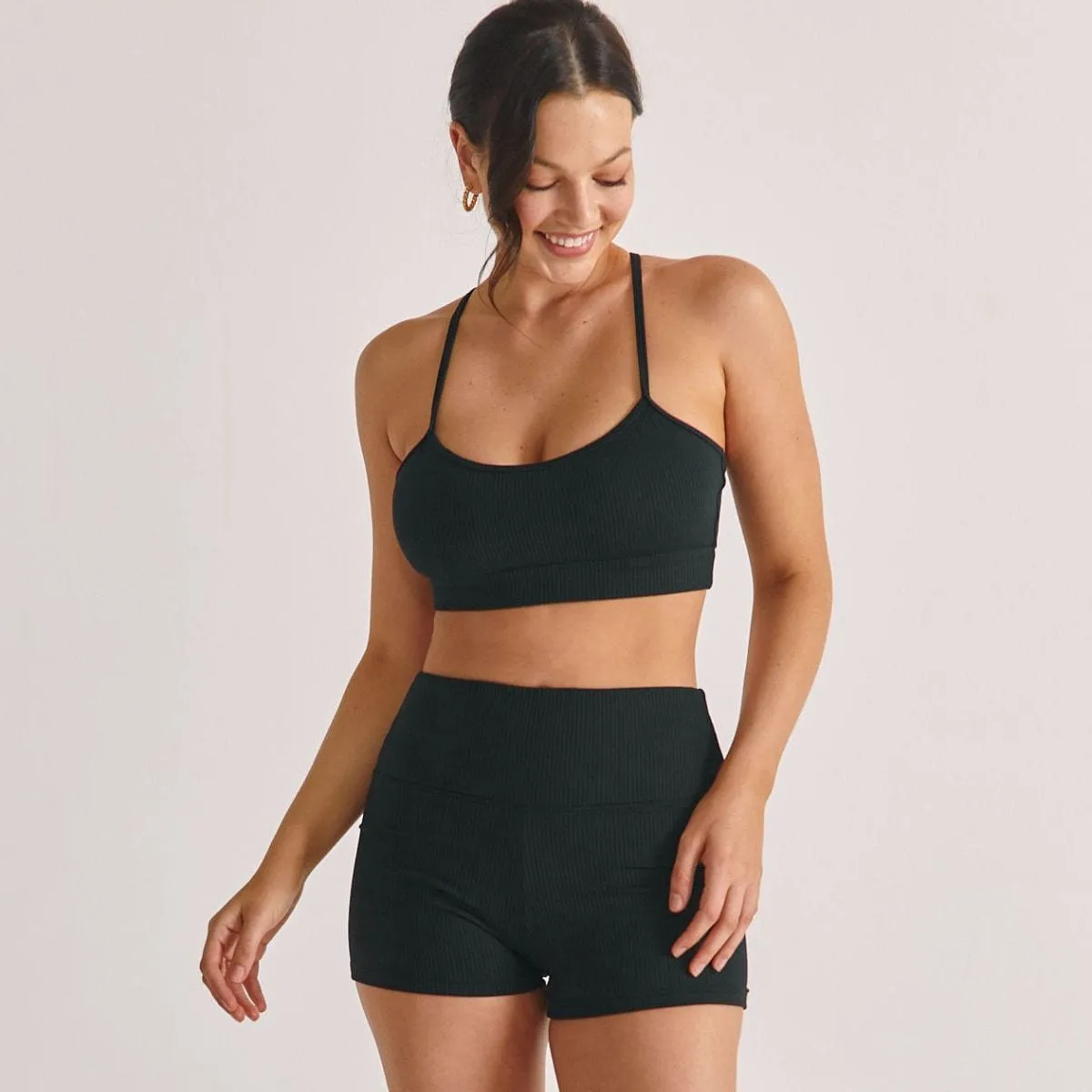 Black Rib Simple Sport Top