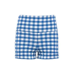 Blue Gingham Micro Bike Short