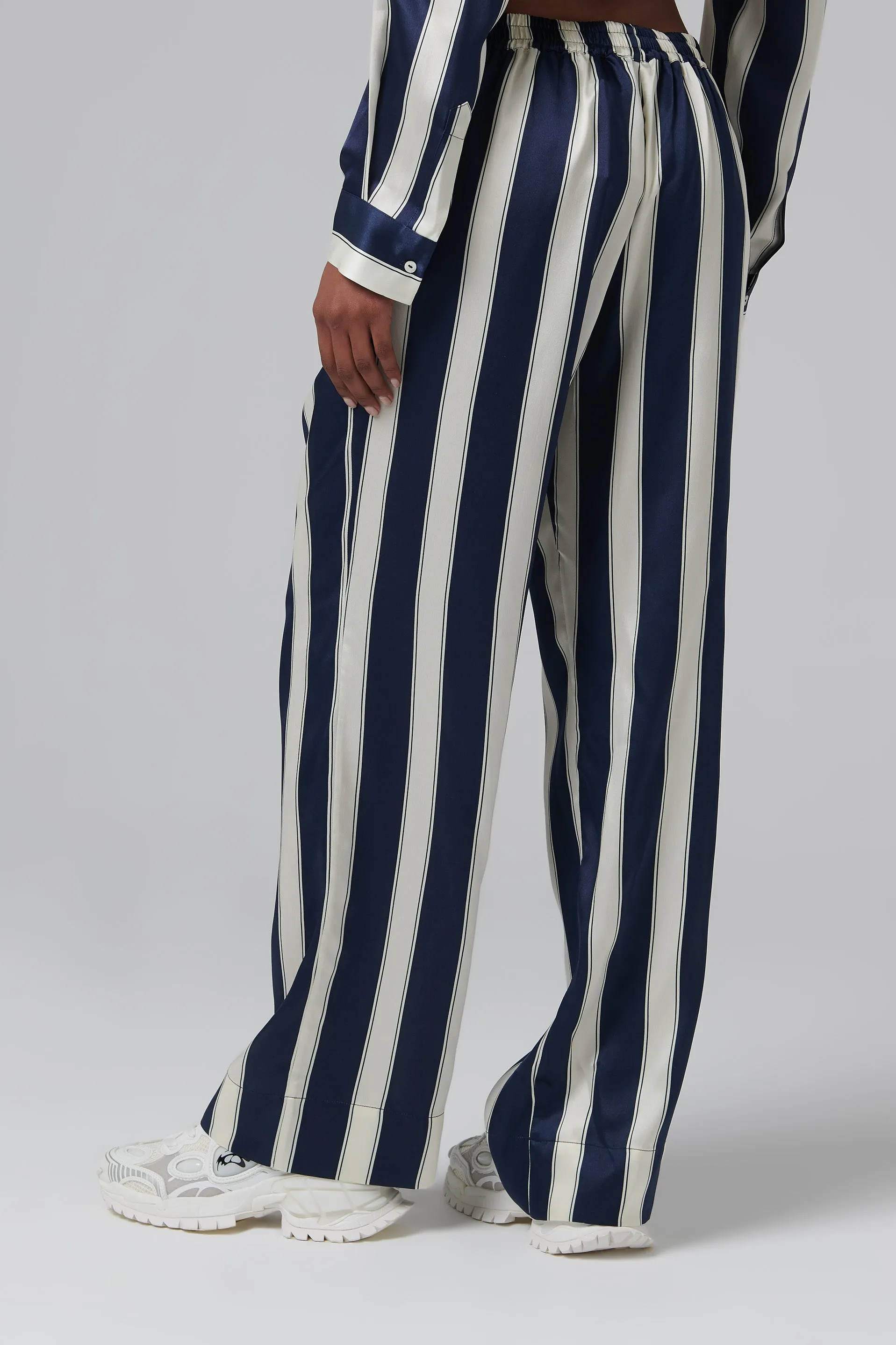 Blue Striped Silk PJ Pants