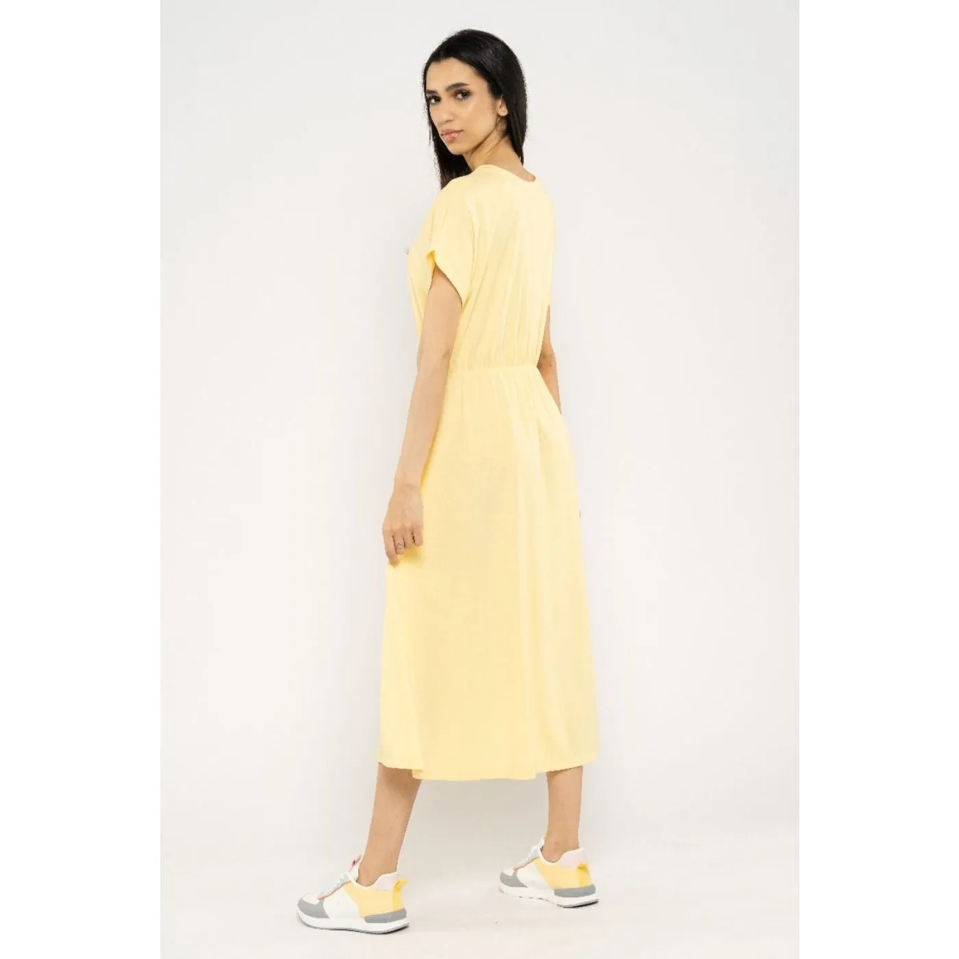 Blueage Yellow Flowy Midi Dress