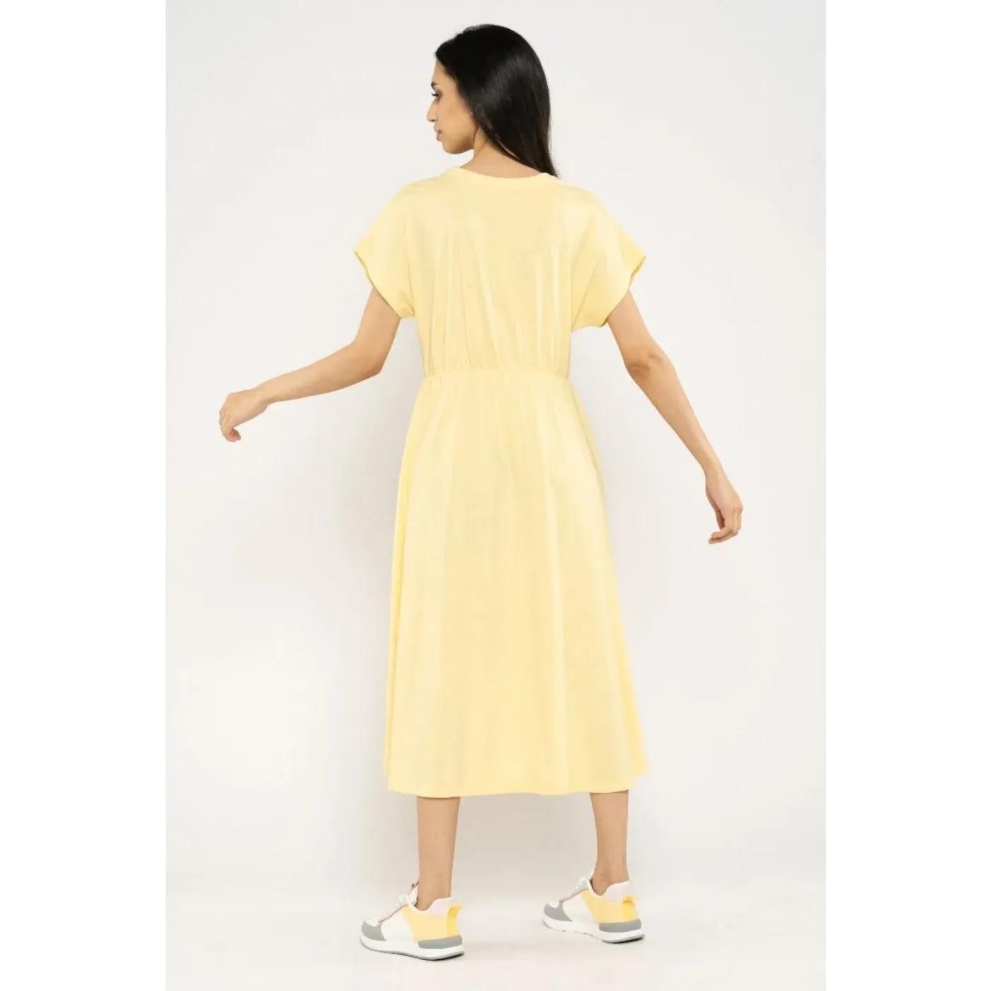 Blueage Yellow Flowy Midi Dress