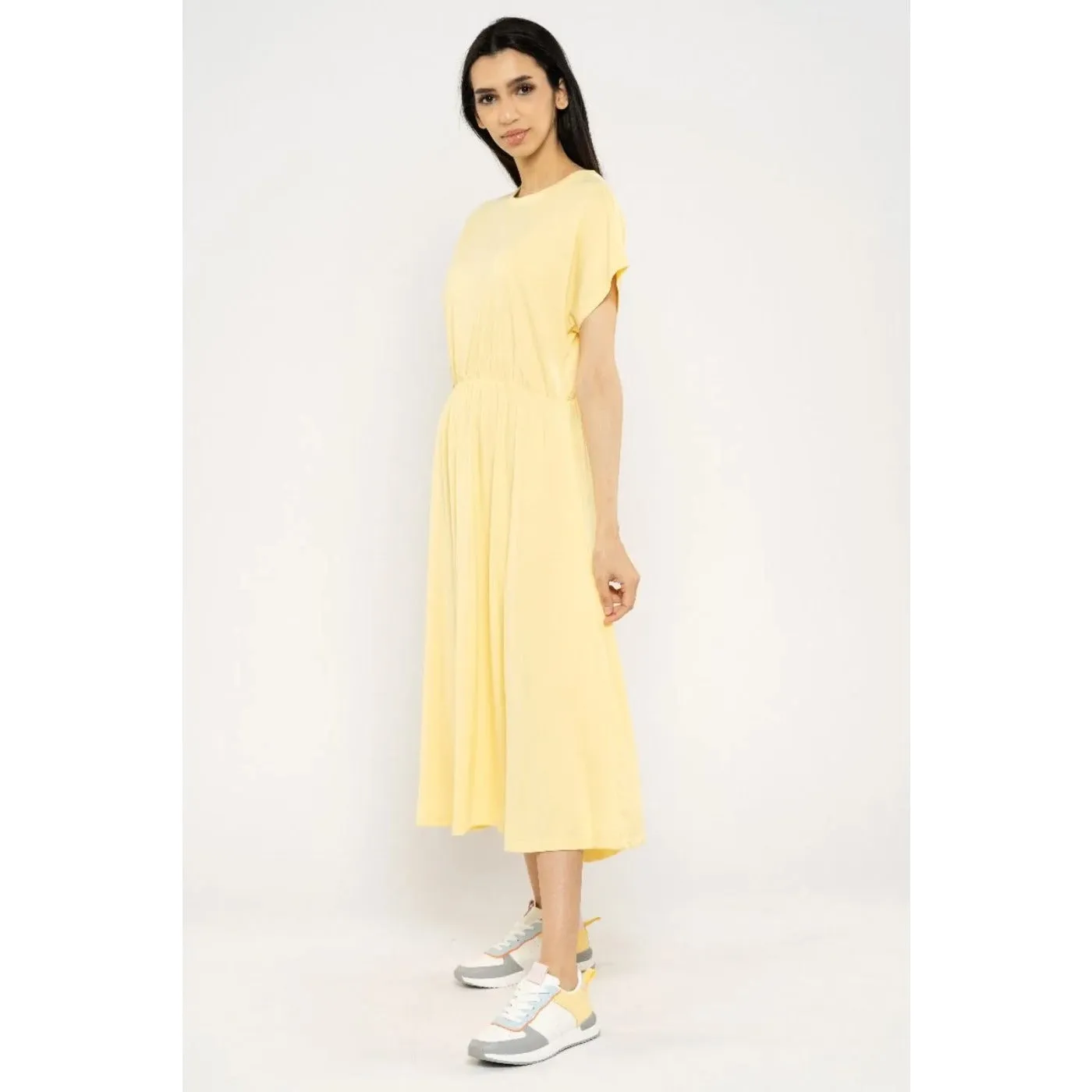 Blueage Yellow Flowy Midi Dress