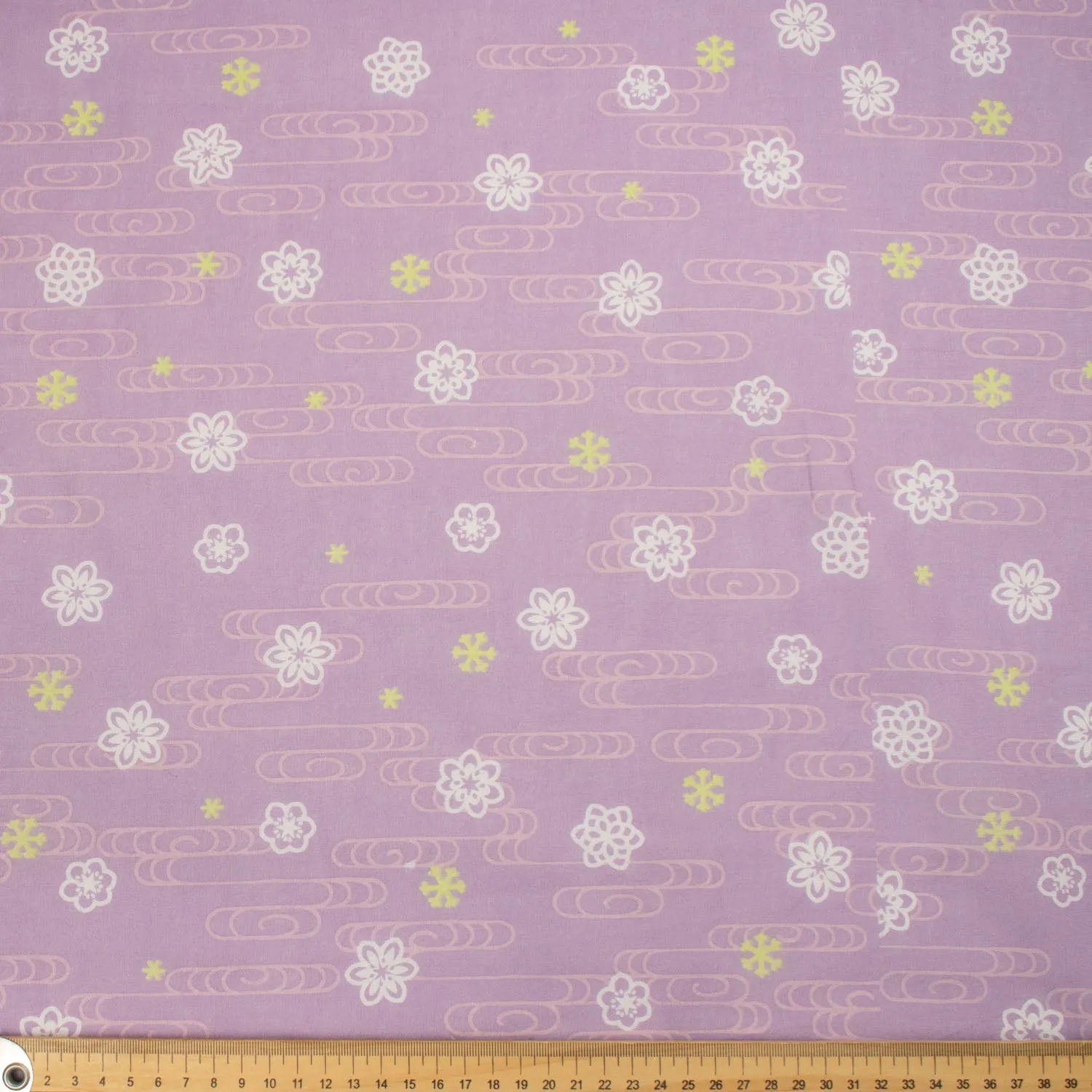 Border Printed Cotton Voile Design-21 White Florals on Lilac/Pink Flowers on Dark Purple