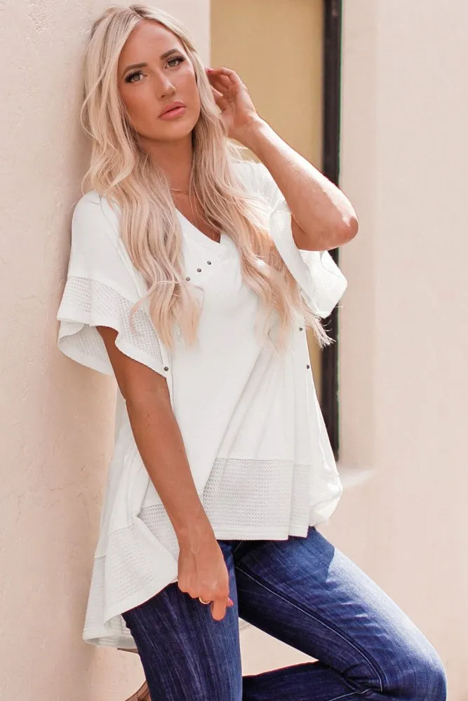 Breezy Comfort White Draped Blouse