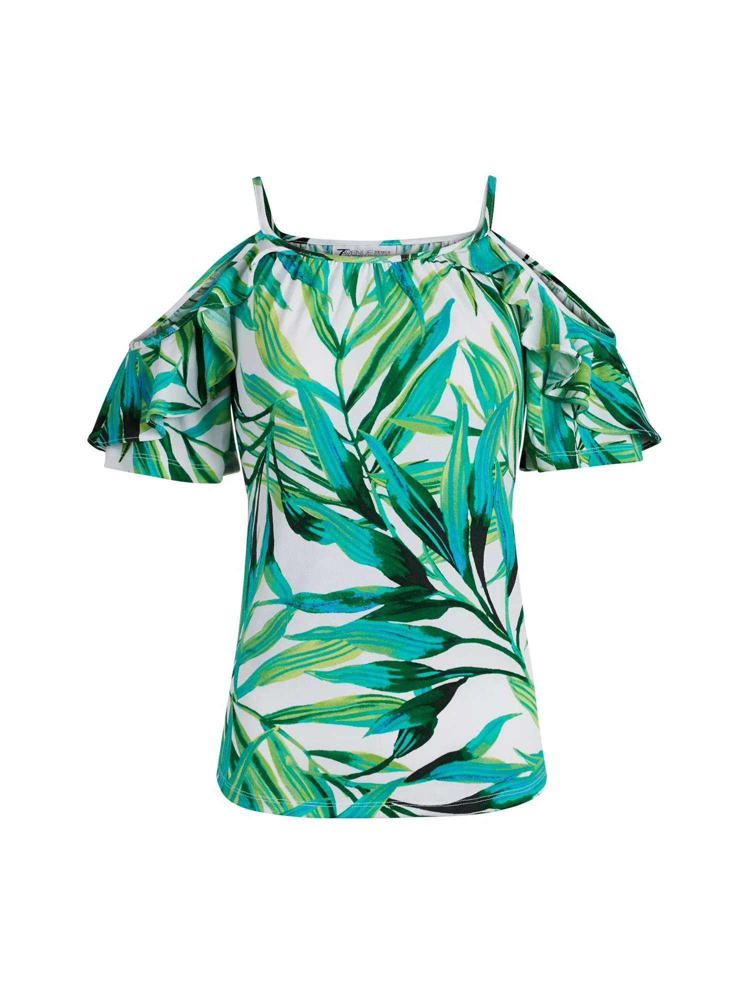 Breezy Palm Print Cold Shoulder Top