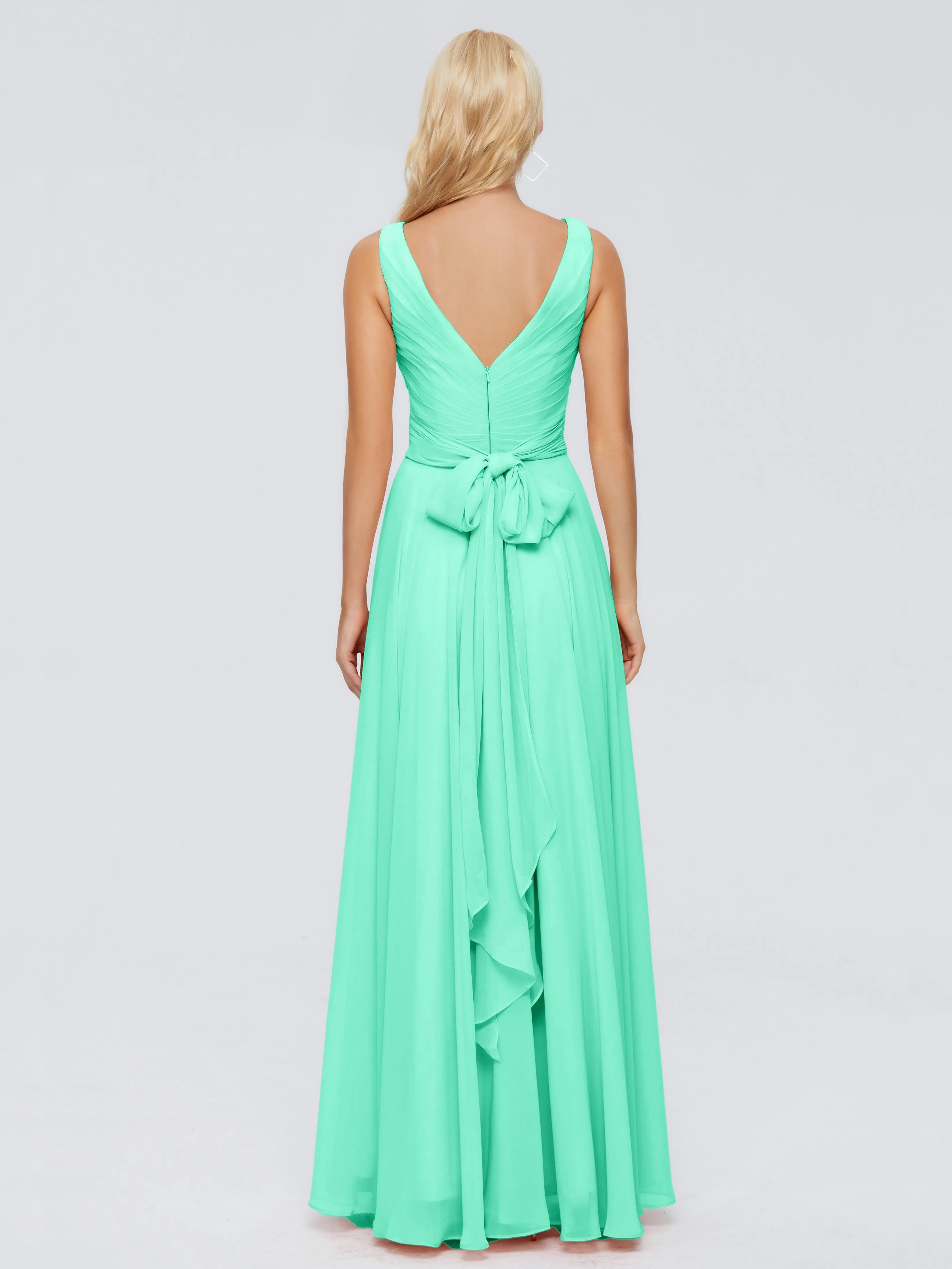 Bridesmaid Dress Turquoise Ryleigh Flowy Chiffon Bridesmaid Dresses With Bow