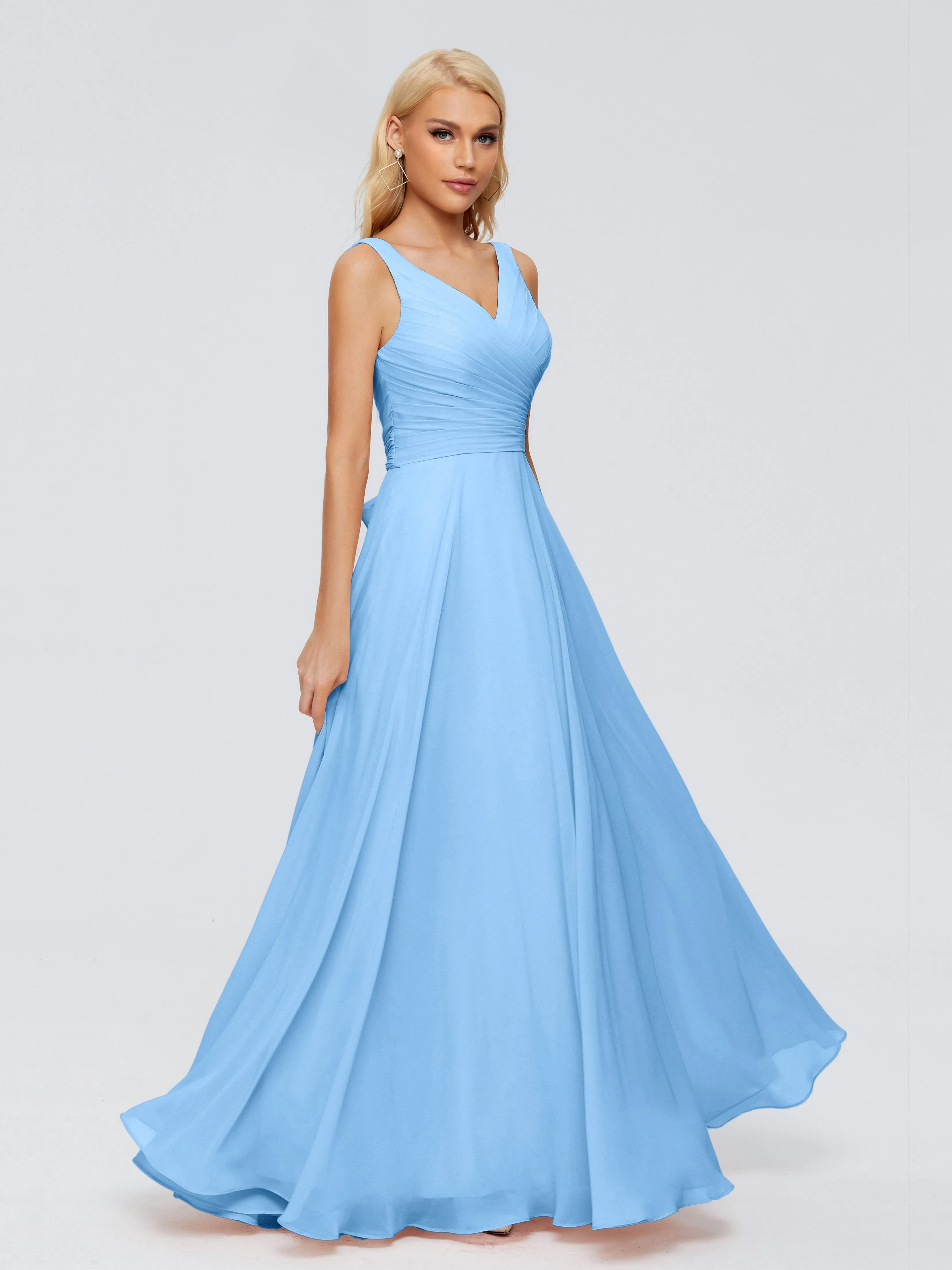 Bridesmaid Dresses Uk Blue Ryleigh Flowy Chiffon Bridesmaid Dresses With Bow