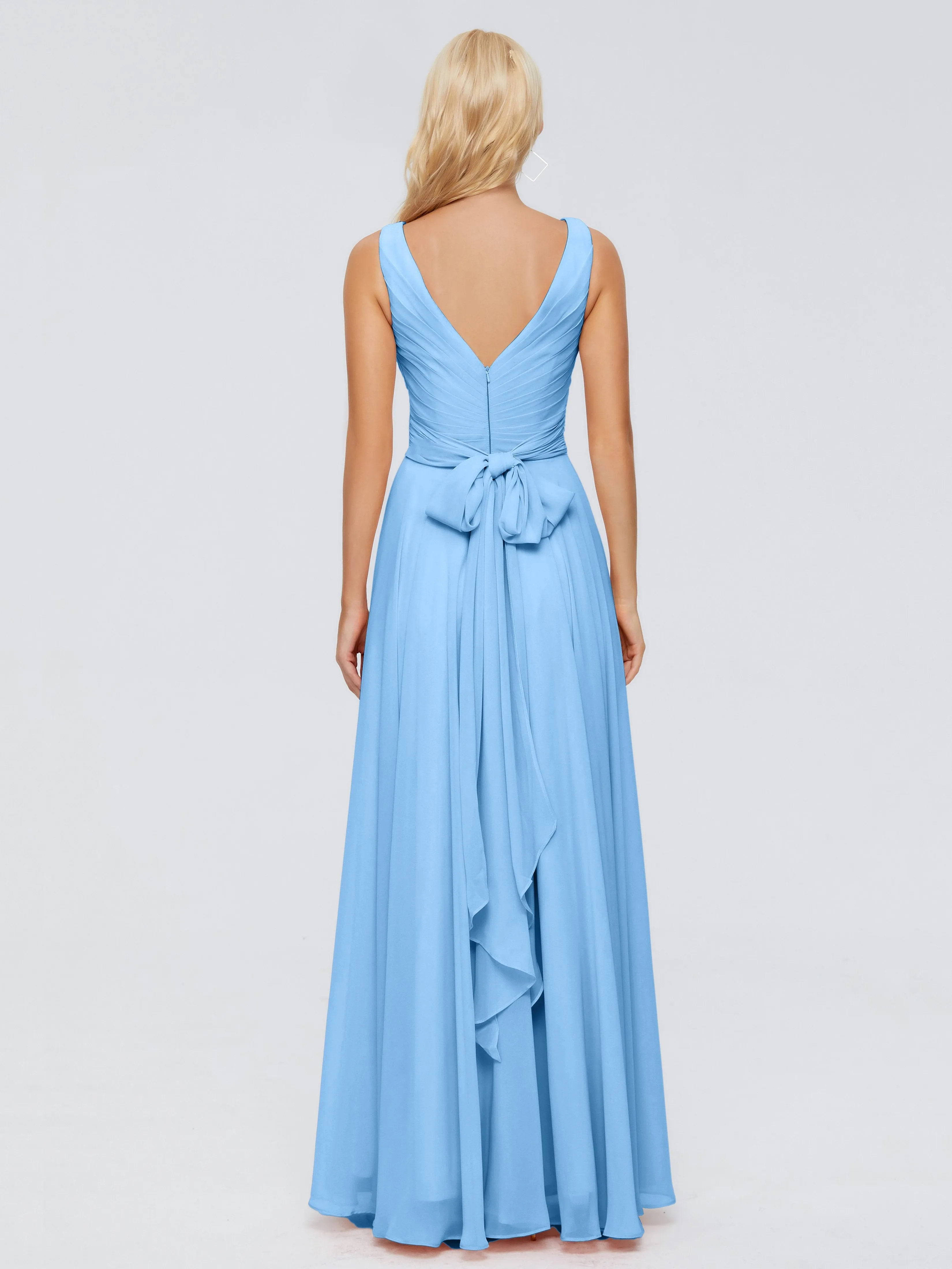 Bridesmaid Dresses Uk Blue Ryleigh Flowy Chiffon Bridesmaid Dresses With Bow