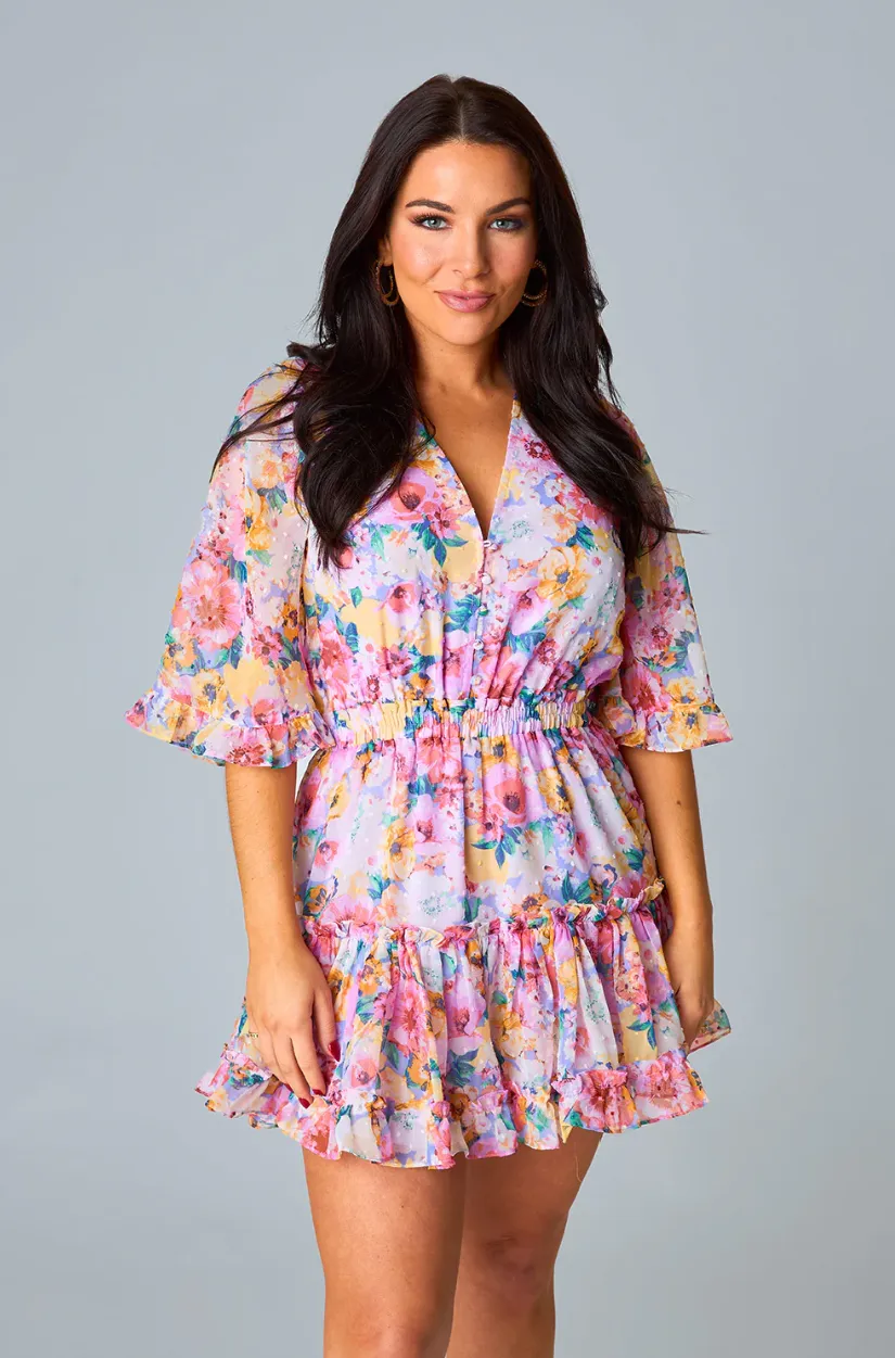 buddy love: pollyanna elastic waist mini dress - estate