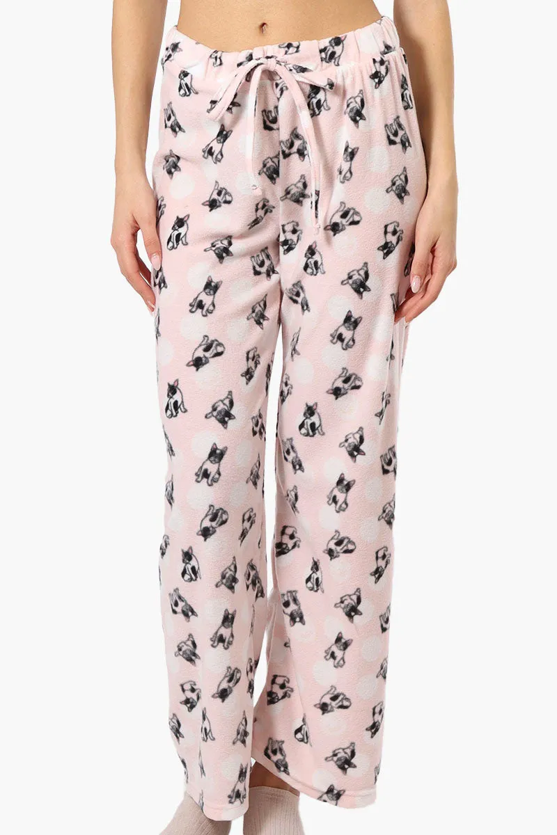 Canada Weather Gear Dog Pattern Wide Leg Pajama Pants - Pink