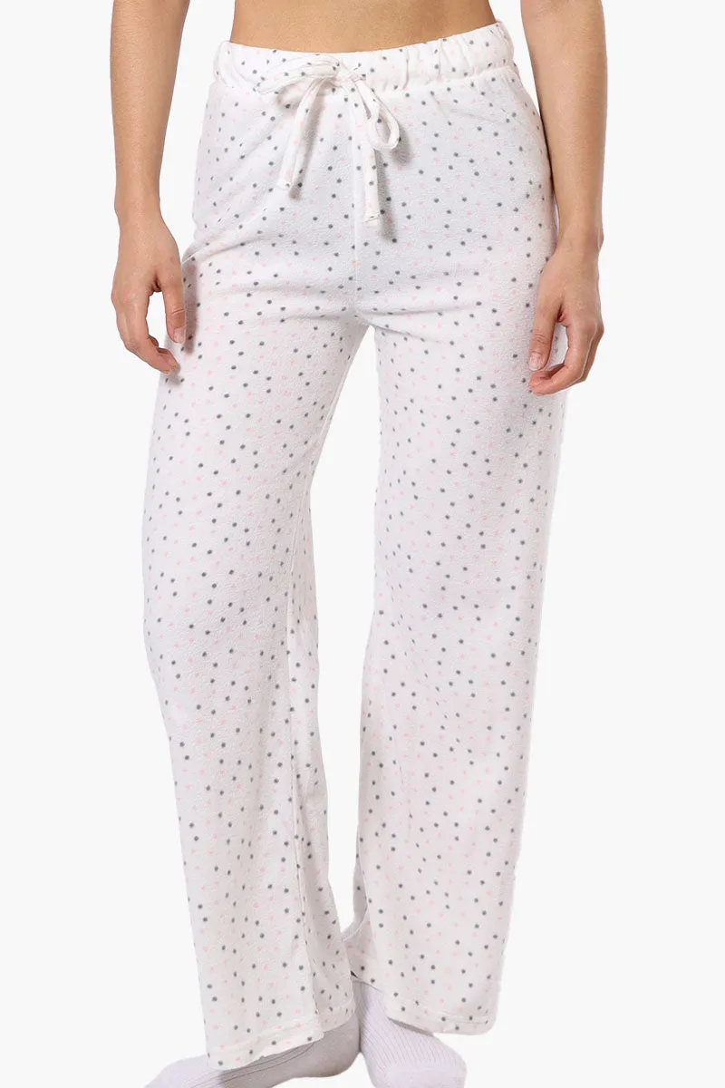 Canada Weather Gear Dotted Pattern Wide Leg Pajama Bottoms - White