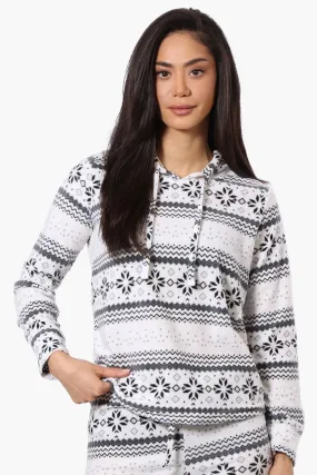 Canada Weather Gear Festive Pattern Hooded Pajama Top - White