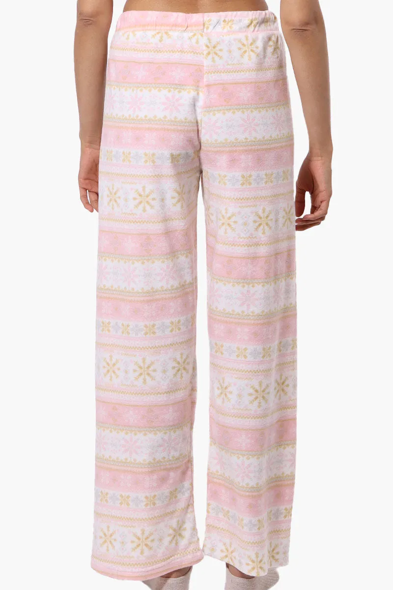 Canada Weather Gear Festive Pattern Wide Leg Pajama Pants - Blush