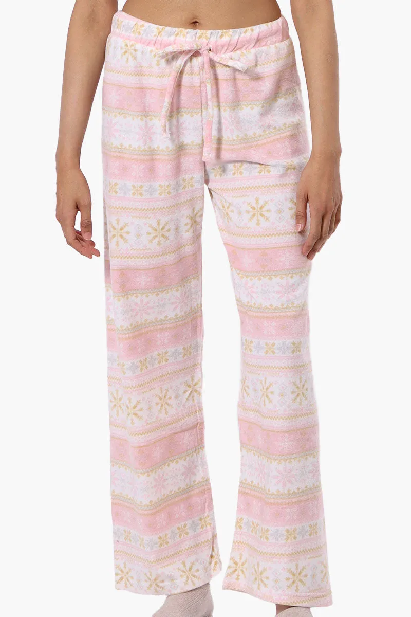 Canada Weather Gear Festive Pattern Wide Leg Pajama Pants - Blush