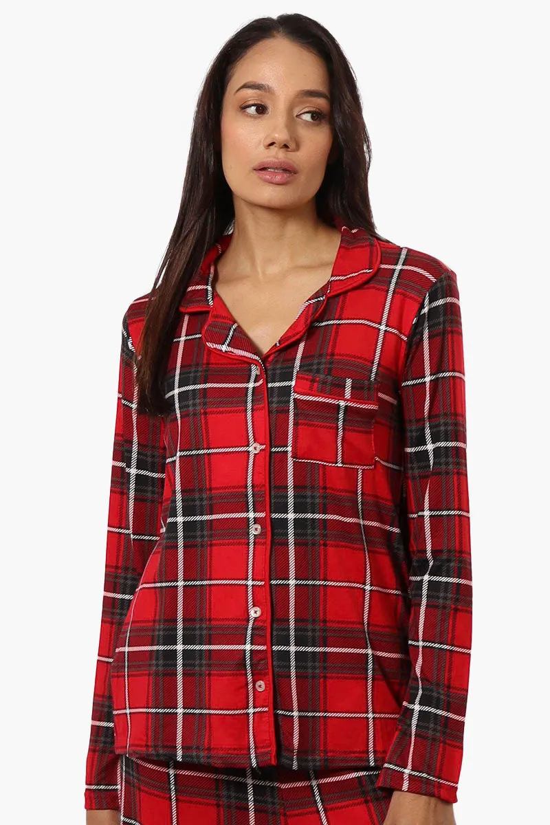 Canada Weather Gear Plaid Button Down Pajama Top - Red