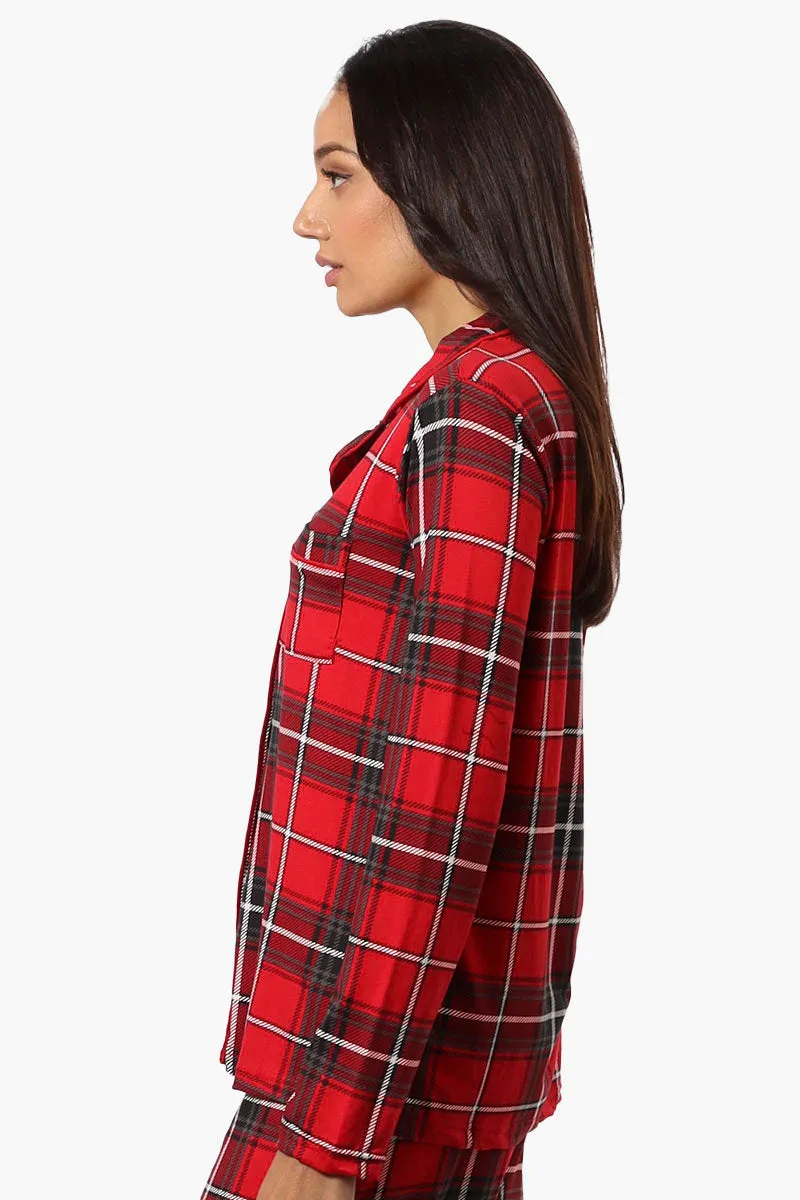 Canada Weather Gear Plaid Button Down Pajama Top - Red