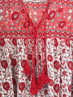 Chowchilla Vintage Indian GYPSET Blouse • "Edie Red" • LAST ONE (Size XS)