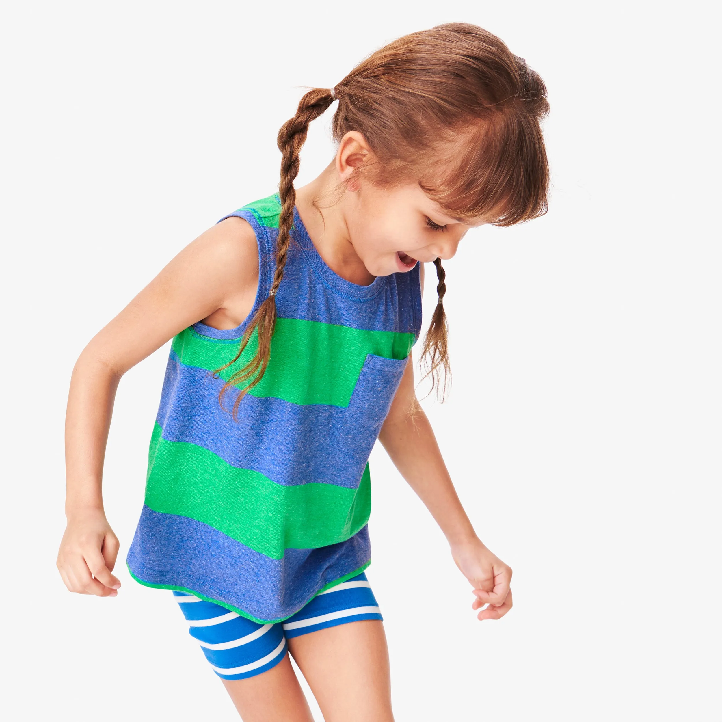 Clearance kids pocket tank in heathered stripe