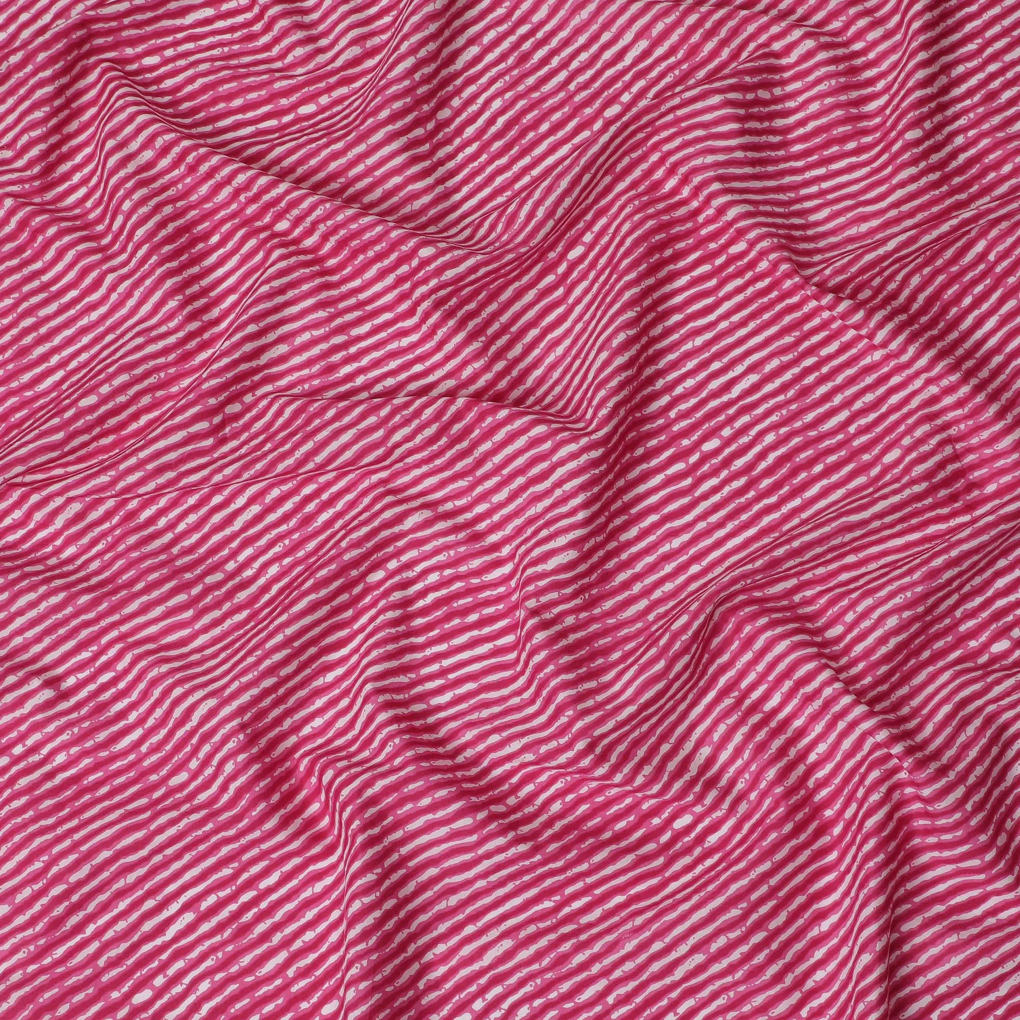 Cotton Lawn Fabric, 110 cm Width, White and Pink Stripe Design-D19968