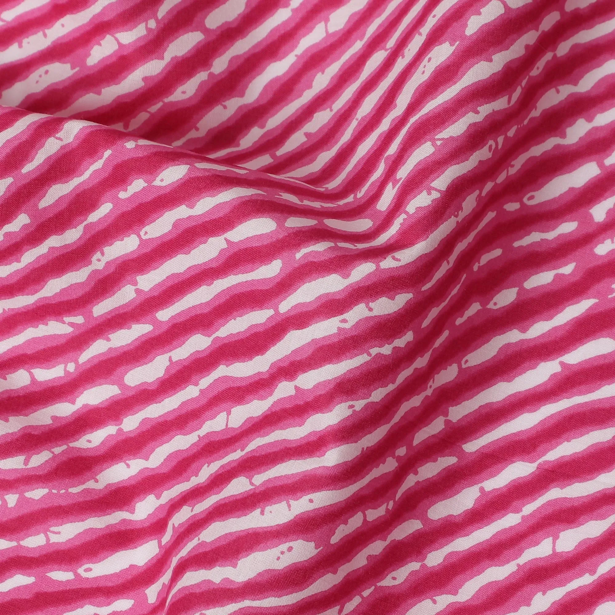 Cotton Lawn Fabric, 110 cm Width, White and Pink Stripe Design-D19968