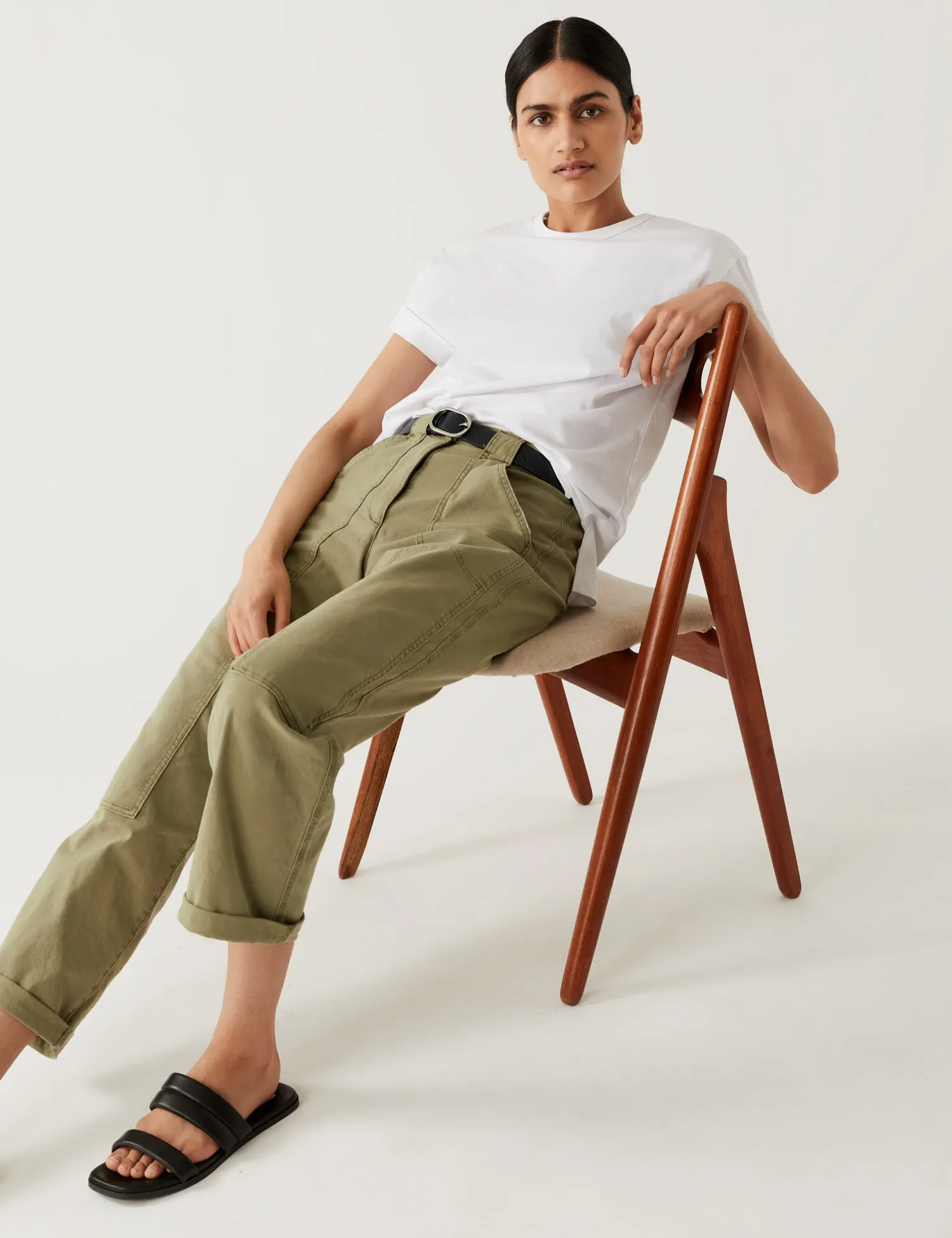 Cotton Rich Relaxed Straight Trousers