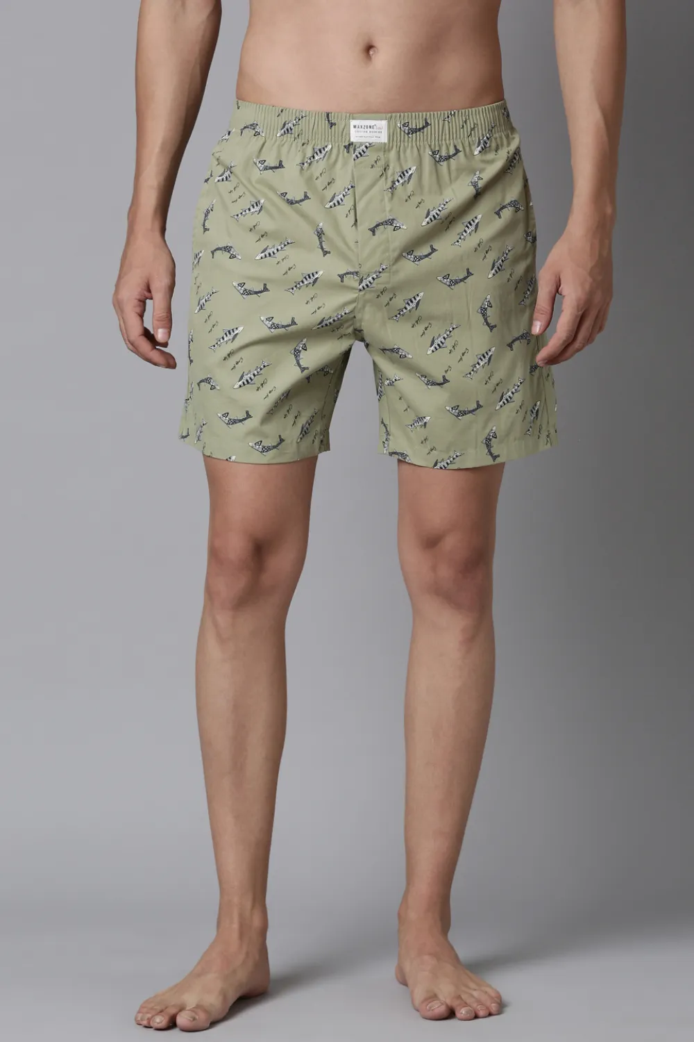 Cream-Stone Printed & Fern-Green Printed 365 Boxers Combo