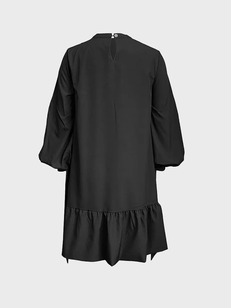 Flowy A-Line Puff Sleeve Dress