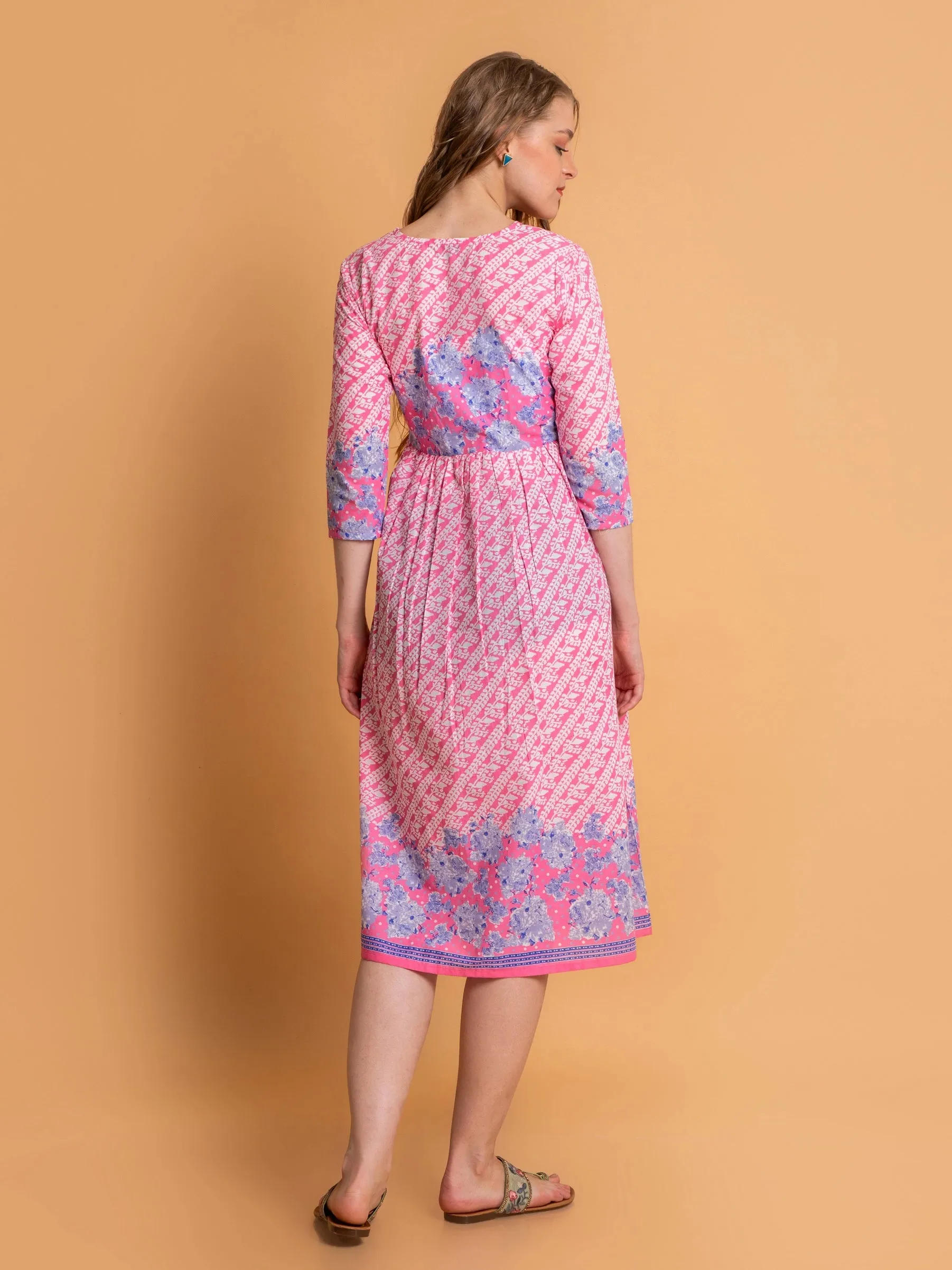 Flowy Mul Cotton Floral Long Dress