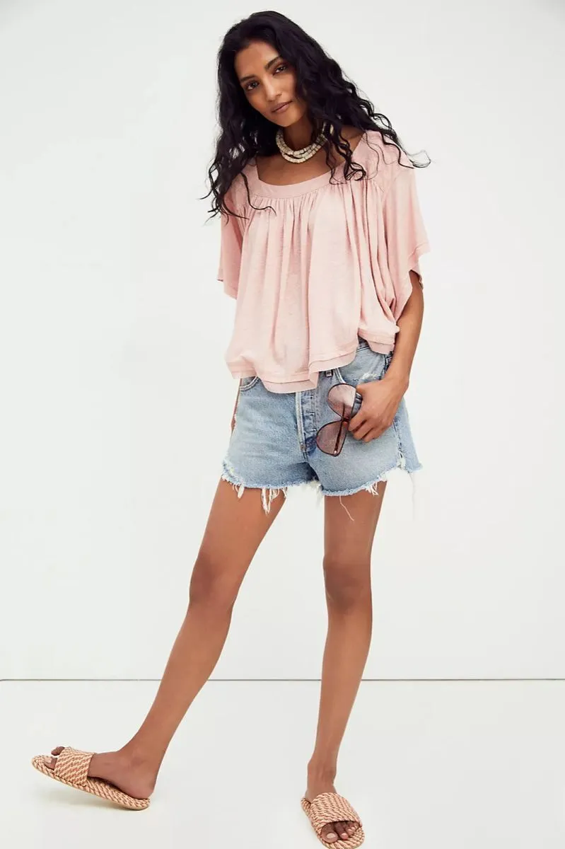 Free People Sunsetter Linen Blend Top