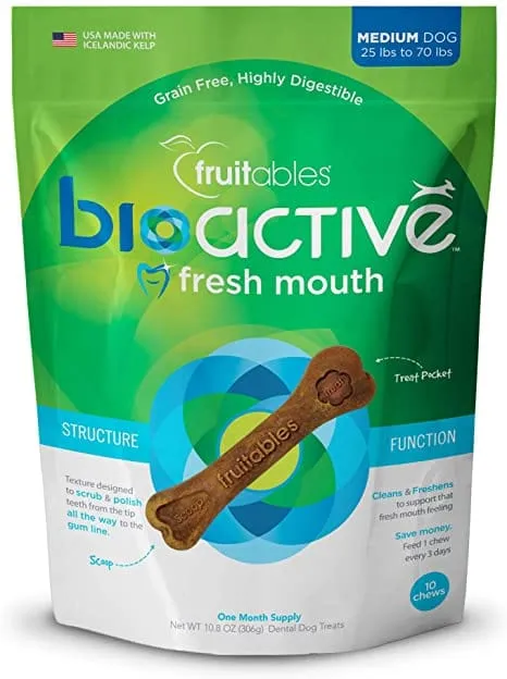 Fruitables BioActive Fresh Mouth Grain Free Dental Chews for Dogs