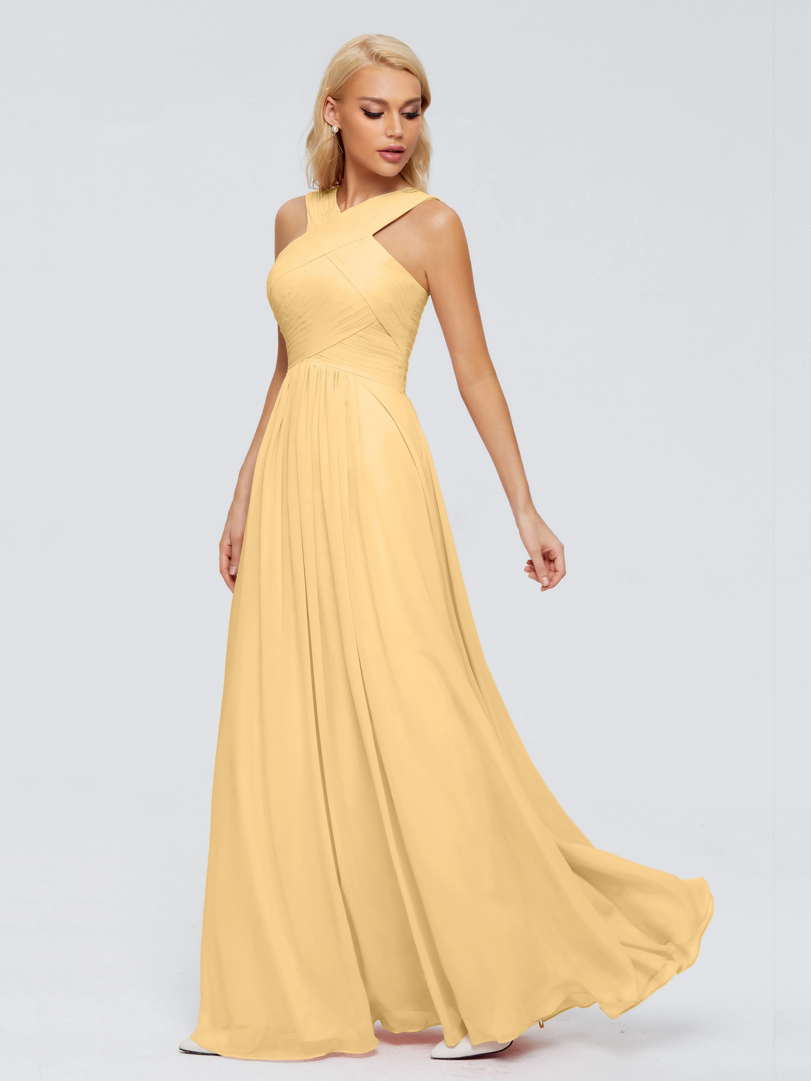 Gold Bridesmaid Dresses Aliyah Charming A-Line Straps Chiffon Bridesmaid Dresses